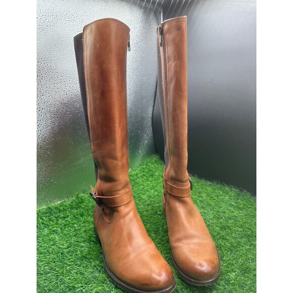Frye Cognac -Leather- Riding Boots- Size 5.5 W - Picture 4 of 9
